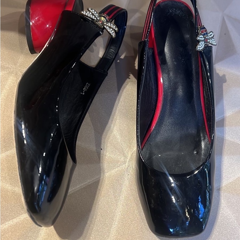 Holiday party Elegant Black Women's Shoes with Red Accents celebration